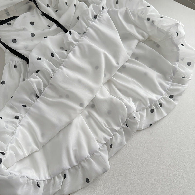 BXOXO - summer inspo 2025 Summer New Polka Dot Design Dress Women Chic Puff Sleeve Dresses Korean Fashion Midi Dress Seaside Holiday Style