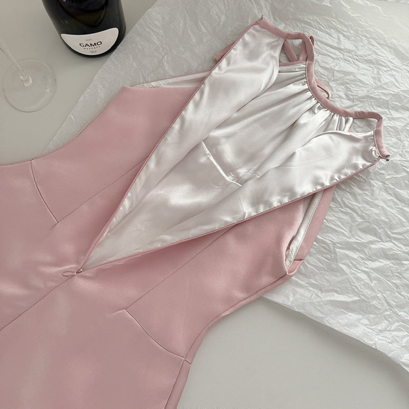 BXOXO - summer inspo 2025 Summer Fashion Halter Dress Women Temperament Mini Dresses Elegant Sleeveless Slim Fit A-line Dress