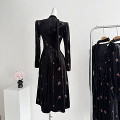 BXOXO - summer inspo Autumn And Winter New V-Neck Dress Female Waist Temperament Long Knitted Sweater Skirt French Vintage Elegant Dress