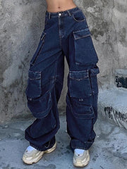 Washed Multi Pocket Cargo Jeans