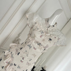 BXOXO - summer inspo Summer 2025 New Chinese Style Short-Sleeved Dress Fashionable Slimming Lace Stitching Mini Dresses