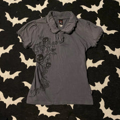 BXOXO Punk Vintage 2000s Streetwear T shirts Women Clothes Gothic Slim Skulls Print Femme Tshirt Short sleeve Kpop Aesthetic Crop Tops