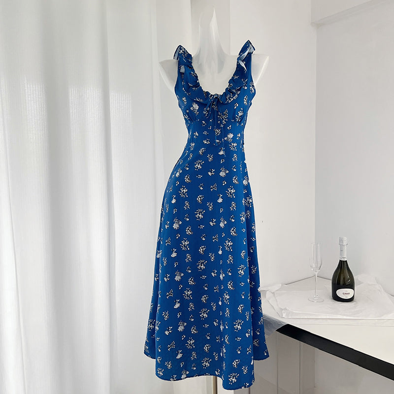 BXOXO - summer inspo Ruffled Backless Halter Dresses Chic Design Elegant High Waist Party Dress Summer Women V-neck Maxi Dress 2025 New