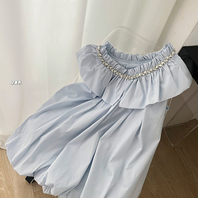 BXOXO - summer inspo Korean Style Gentle Lotus Leaf Edge V-neck Dress Women Summer New Temperament Sleeveless Dress Chic Beach Vestidos