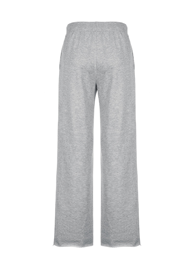 BXOXO - summer inspo Pockets Drawstring High Waist Casual Loose Sweatpants For Women Gray Solid Basic Simple Straight Leg Pants Jogging Trousers