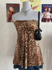 Bxoxo Women tube top leopard print fashion advanced versatile comfortable sexy Y2K retro aesthetic Harajuku punk casual tank vest tops