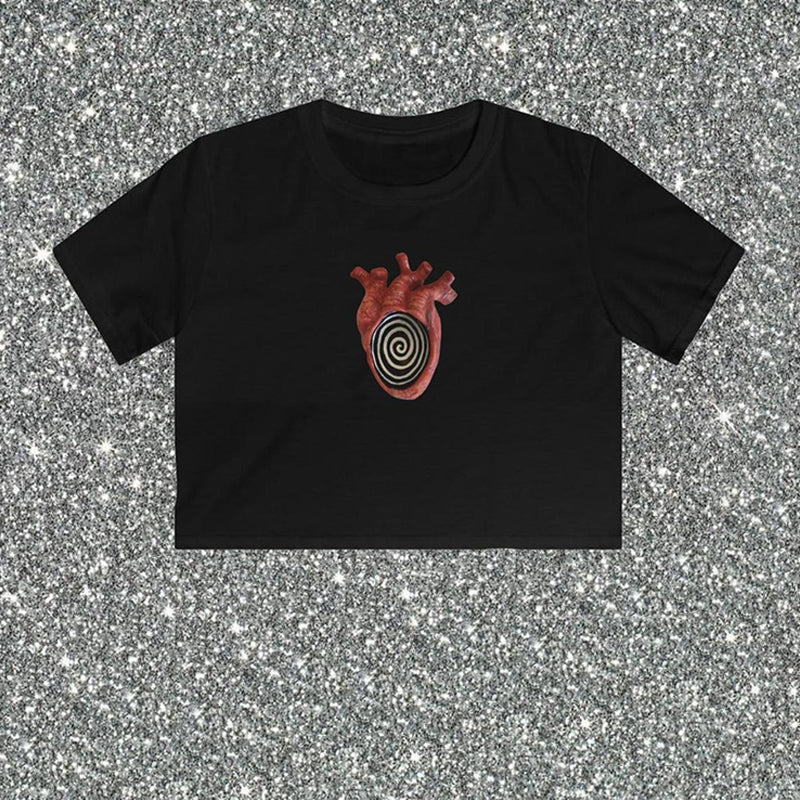 Bxoxo Gothic Punk Emo Girls Chic Women's Crop Tops Streetwear vintage Harajuku Aesthetic Y2K Grunge Geometric Pattern Print Baby Tops