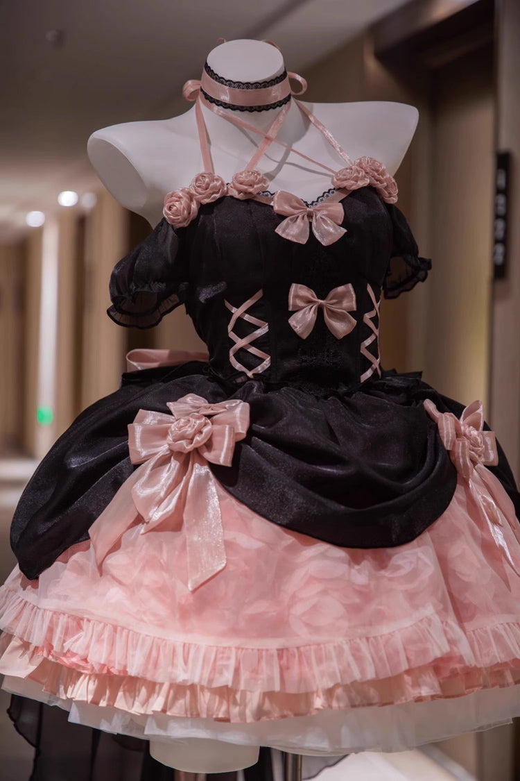 BXOXO - Black/Pink Multi-layer Hanayome Bowknot Fishbone Elegant Princess Sweet Lolita Jsk Dress