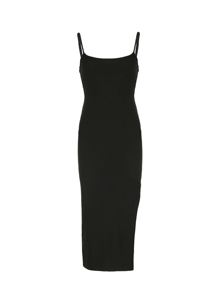 BXOXO - summer inspo Solid Backless Split Elegant Sexy Adjustable Straps Long Dresses Women Rave Summer Vacation Clothing