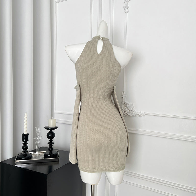 BXOXO - summer inspo Chic Design Party Dress Solid Color Knitted Elastic Cool Simple Women Dress Sexy HSpice Girls Hollow Suspender Dress