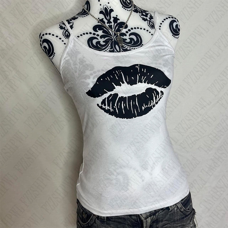 Bxoxo Y2K Women's Sleeveless Camisole Gothic Punk Street Emo Girls Sexy Versatile Retro Harajuku Aesthetic Summer New Style Crop Tops