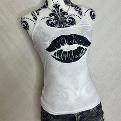 Bxoxo Y2K Women's Sleeveless Camisole Gothic Punk Street Emo Girls Sexy Versatile Retro Harajuku Aesthetic Summer New Style Crop Tops