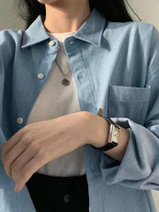 Vintage Lapel Neck Long Sleeve Blouse