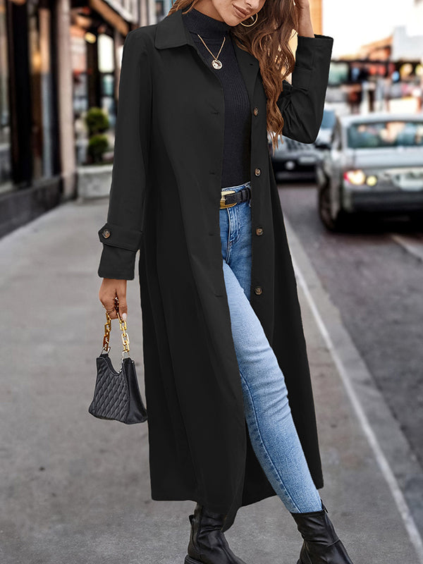 BXOXO Long Sleeves Loose Buttoned Split-Joint Lapel Outerwear Trench Coats