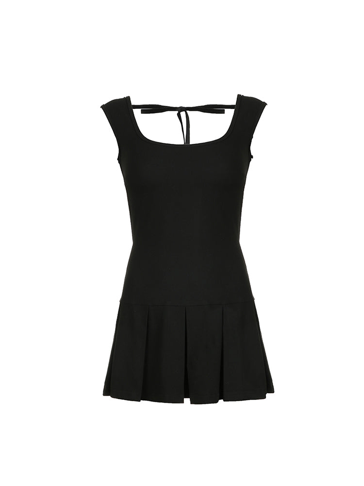 BXOXO - summer inspo Backless Lace-Up Sleeveless Square Collar A Line Mini Dress Women