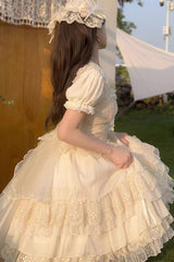 BXOXO - Apricot Multi-layer Annie's Tea Party Ruffle Hanayome Sweet Lolita Jsk Dress