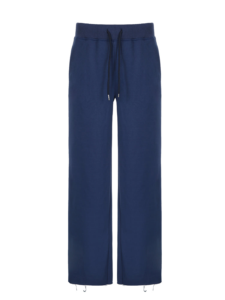 BXOXO - summer inspo Pockets Drawstring High Waist Casual Loose Sweatpants For Women Gray Solid Basic Simple Straight Leg Pants Jogging Trousers