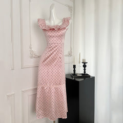 BXOXO - summer inspo Fashion Polka Dot Camisole Dress Women Summer 2025 New Slimming Long Elegant Style Dresses Goddess Gentle Vestido