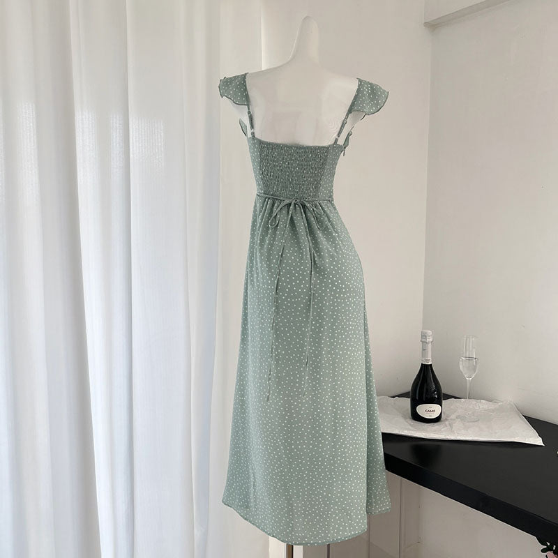 BXOXO - summer inspo Chic Design Sense Small Flying Sleeve Dress Women 2025 Summer Fashion Casual Seaside Holiday Waist-slimming Long Skirt