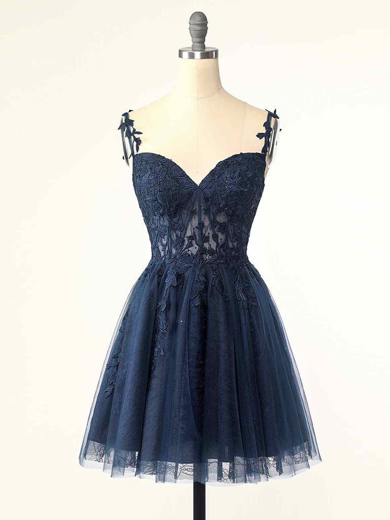 BXOXO Burgundy A-Line Tulle Lace Short Prom Dress, Cute Burgundy Homecoming Dress