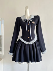 BXOXO Spring Japanes Kawaii College Style Splicing Short Dress Woman Sweet Bow Peter Pan Collar Dress Female Vintage 2000s Clothes Y2k