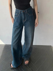 Vintage Blue Splice High Rise Boyfriend Jeans