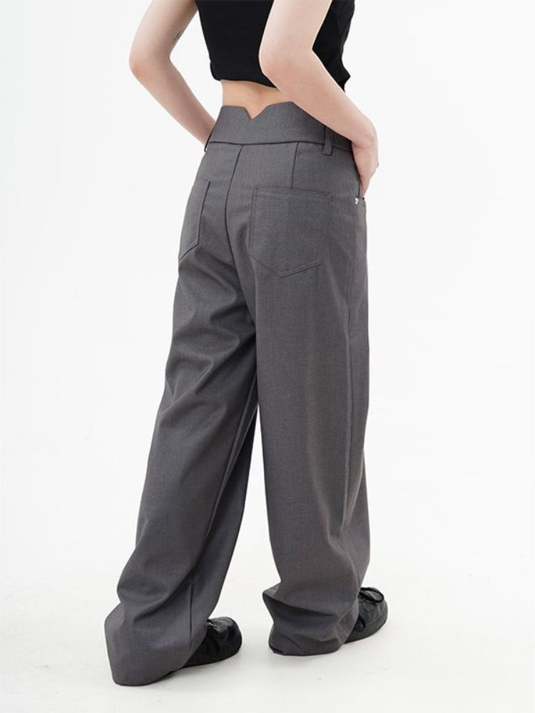 BXOXO Women Wide Leg Suit Pants Gothic Black Aesthetic Pleated Trousers Gray Oversized Y2k Korean Streetwear Harajuku Casual