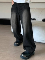 Vintage Wash Straight Leg Loose Jeans