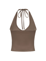 BXOXO - summer inspo Cross Tie Halter V Neck Crop Top Women Solid Basic Casual Slim Backless Sexy Tank Vest