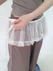BXOXO Fairycore Lace Mini Skirt Women Korean Style Sweet Coquette Ruffle Skirs Cute Streetwear Aesthetics Short Skirt Fashion