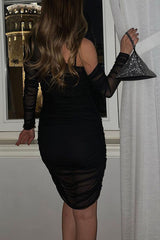 BXOXO - Mesh Slop Shoulder Bodycon Dress