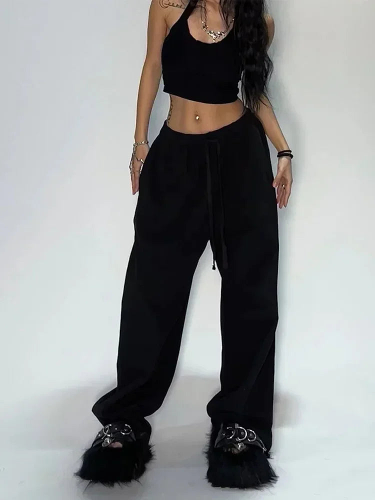 BXOXO Casual Gray Sweatpants Women Wide Leg Black Joggers Classic Baggy Streetwear Female Oversized Sports Trousers All-match