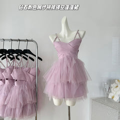 BXOXO - summer inspo Fashionable Elegant Mesh Dress Women Streetwear Harajuku Cute High Waist Dress Hollow Out Design Dresses