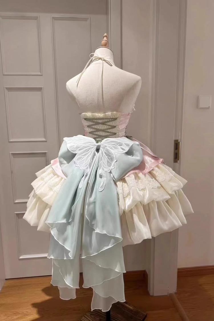 BXOXO - Pink/Green Love God's Promise Sleeveless Multi-layer Ruffle Sweet Elegant Princess Lolita Dress