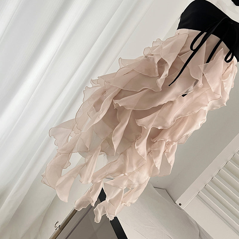 BXOXO - summer inspo Vintage Sweet French Dress Super Fairy Holiday Irregular Ruffles Suspender Dress  Stitching Design Fashion Beach Style 2025