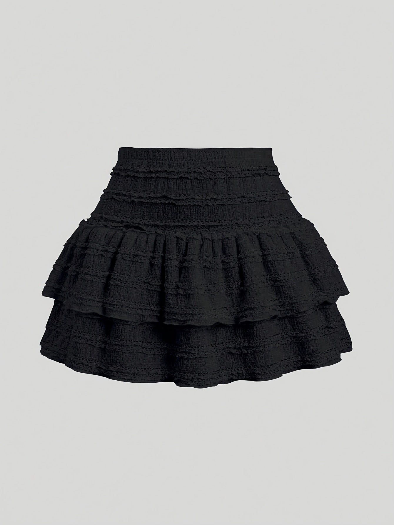 BXOXO Solid Color Lace Trim Number Print Double Layer Hem Skirt, Casual & Vacation Y2K Outfit