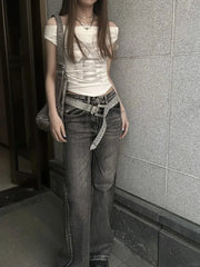 BXOXO Sweet Sexy Off Shoulder T-shirts Women Cute Bow Printed Harajuku Japanese Style Crop Tops Y2k Gyaru Skinny Streetwear