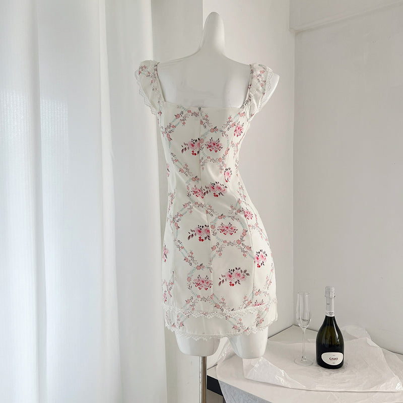 BXOXO - summer inspo Lace Sweet Dress Women Vintage Sleeveless Elegant Cute Mini Dress Female Print Korean Fashion Suspender Dress 2025 Summer New