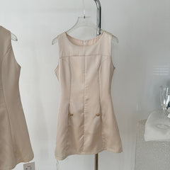 BXOXO - summer inspo Korean Style Elegant Vest Dresses Simple Sleeveless Dress Office Ladies Temperament Mini Dress Women's Clothing Summer New
