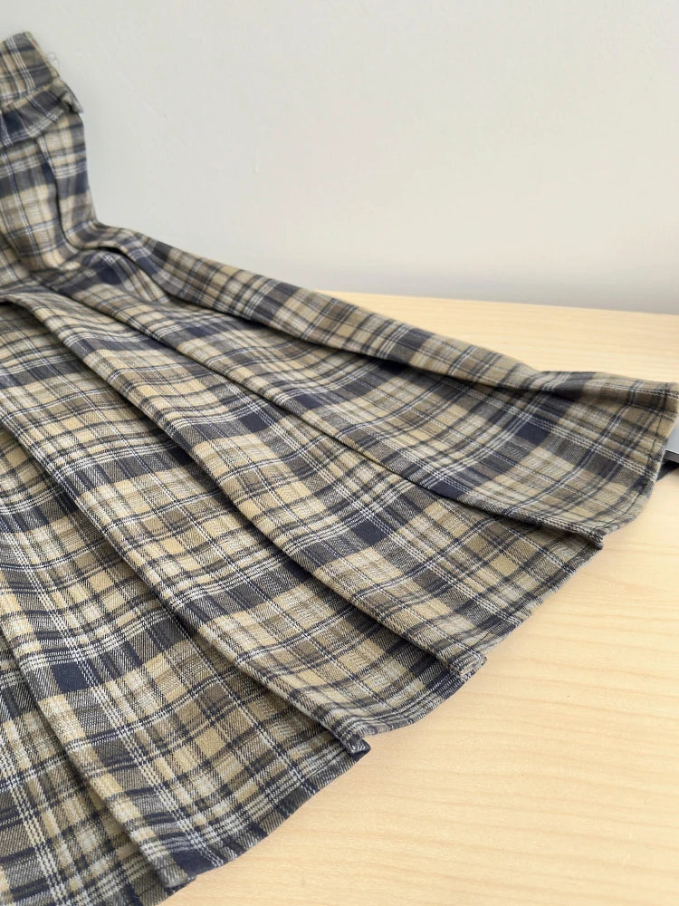 BXOXO Spring France Elegant Sweet Long Skirts Women Zipper Pleated Splicing Plaid Skirts New Female Casual Fit Chic 2000s Clothes Y2k