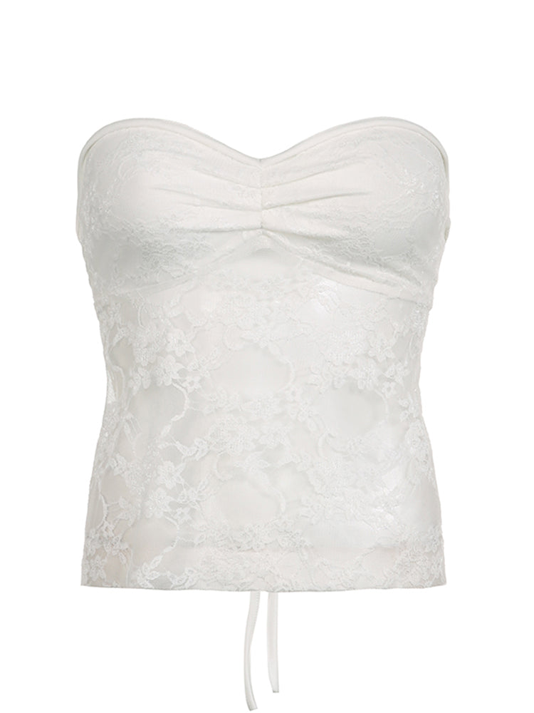 BXOXO - summer inspo Y2K Clothes Backless Tie Strapless Sexy Cute Lace Crop Tops Women Sweet Kawaii 2000s Balletcore Tanks Camis