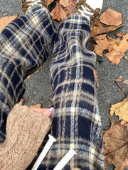 BXOXO Vintage Plaid Pants Women Wide Leg Harajuku Korean Style Red Checked Trousers Y2k Streetwear Classic Pants Warm Winter
