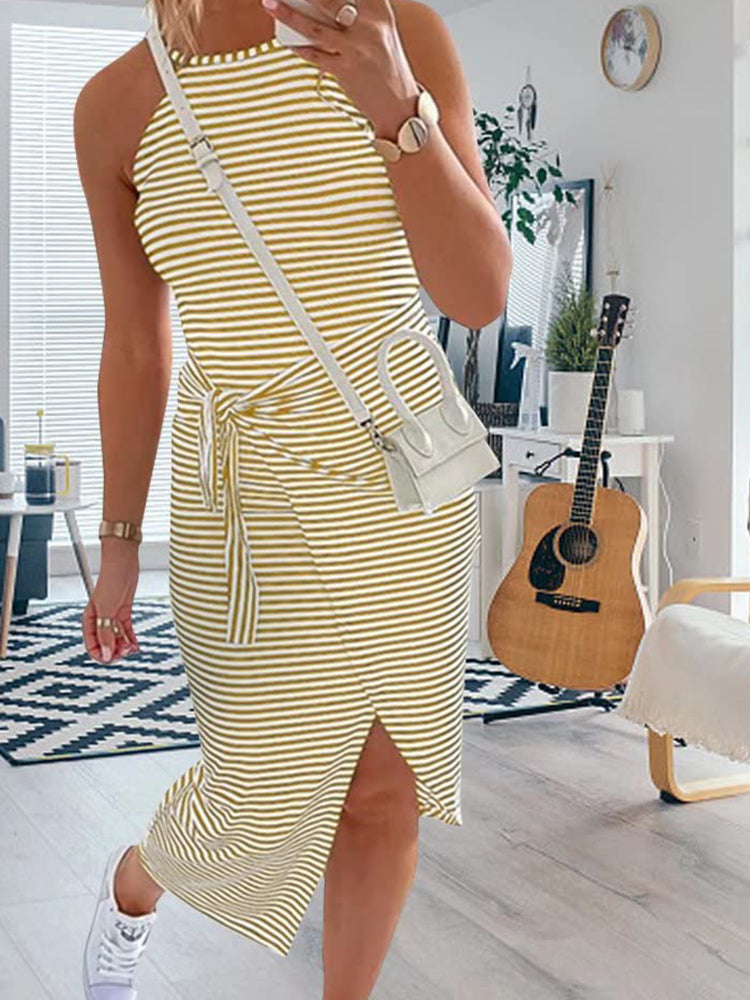 Sleeveless Striped Midi Dress