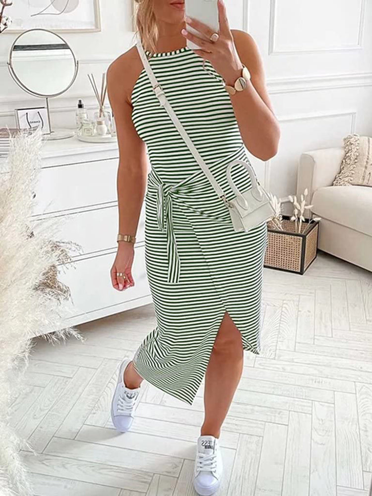 Sleeveless Striped Midi Dress