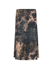 Vintage Random Print Low Rise Midi Skirt