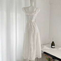 BXOXO - summer inspo Beach Style Ruffle Suspender Dress Women Fashion Sleevelss Backless Dresses 2025 Spring Summer New Elegant Temperament Dress