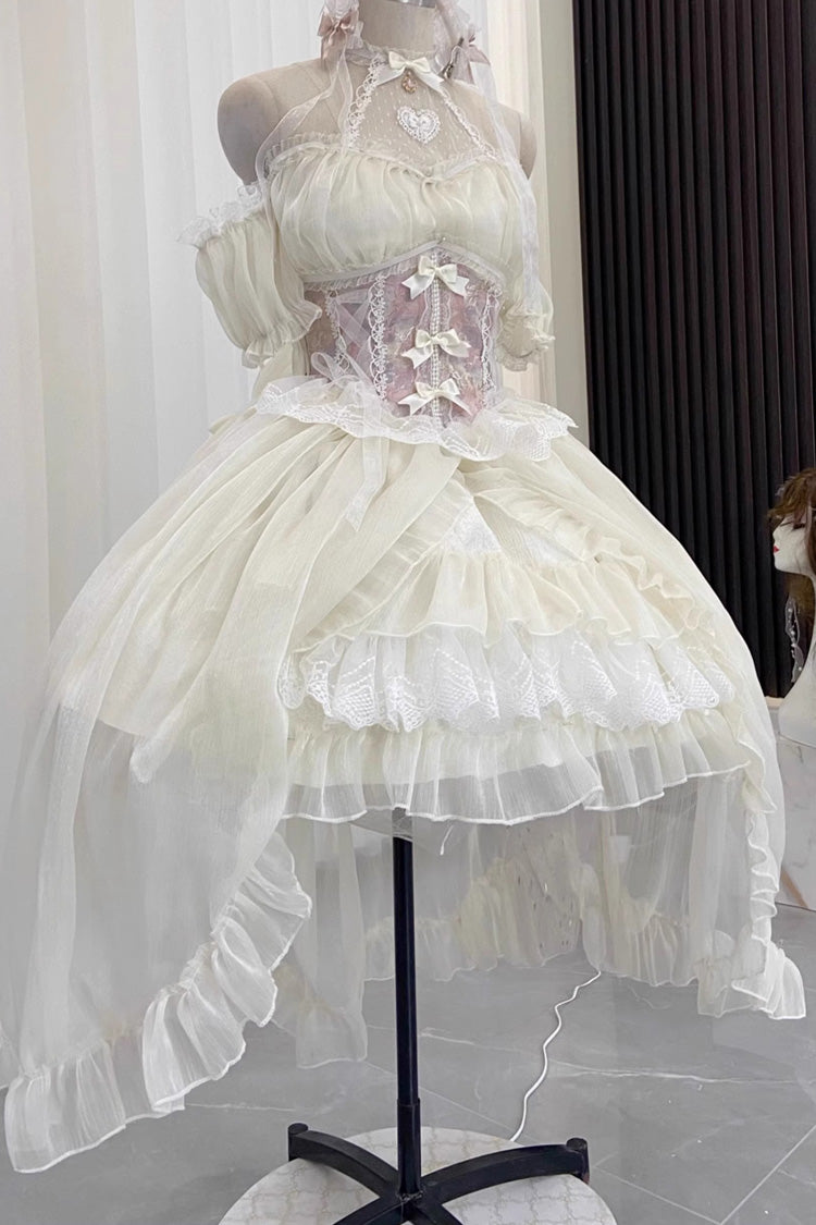 BXOXO - Ballet Twins Ruffle Bowknot Short Front Long Back Sweet Lolita Dress 2 Colors