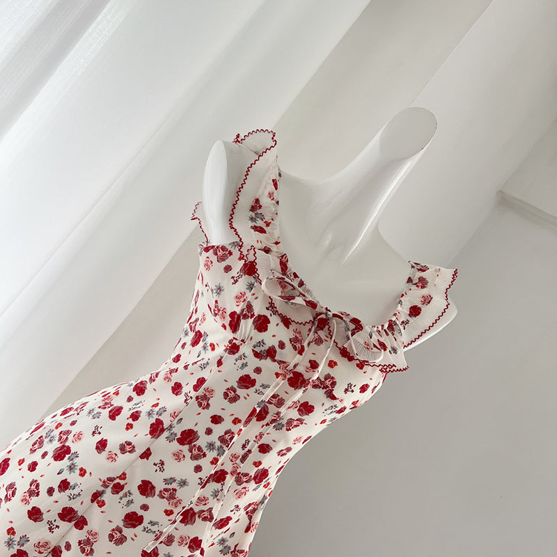 BXOXO - summer inspo Elegant Sexy Sweet Flowers Fairy Dress Vintage 2025 New Women Floral Dress Casual Slim Sleeveless Dress Vestidos