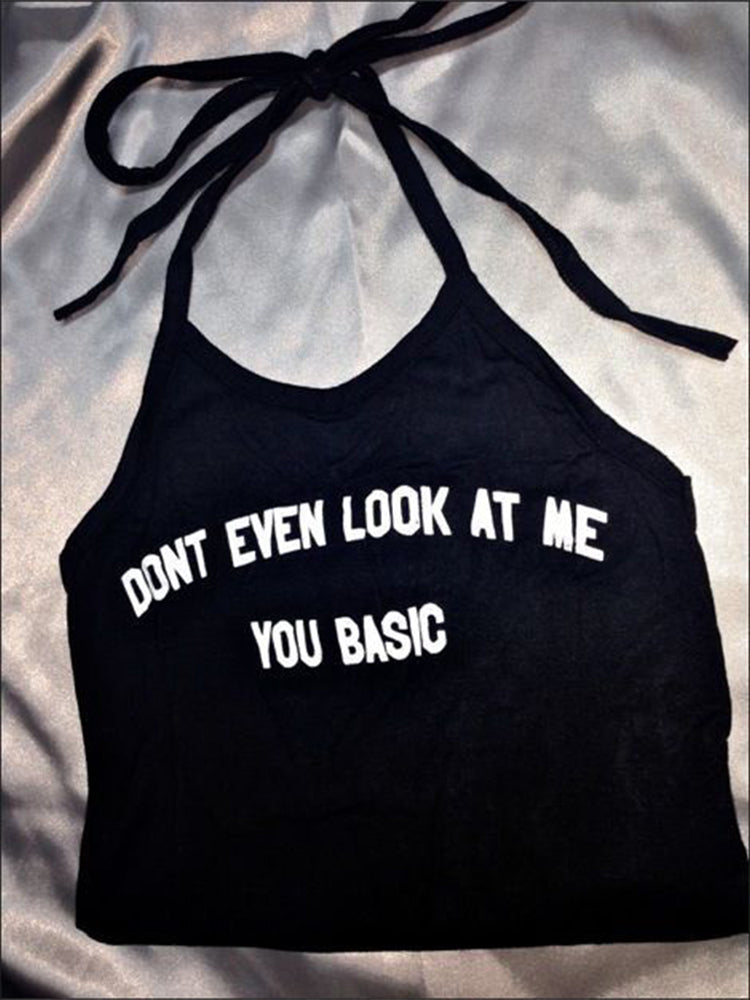 Bxoxo Women's Halter Neck Suspender Fashion Streetwear Chic Letter Print Hip Hop Rock Punk Emo Girls Y2K slim Sleeveless Camisole Tops