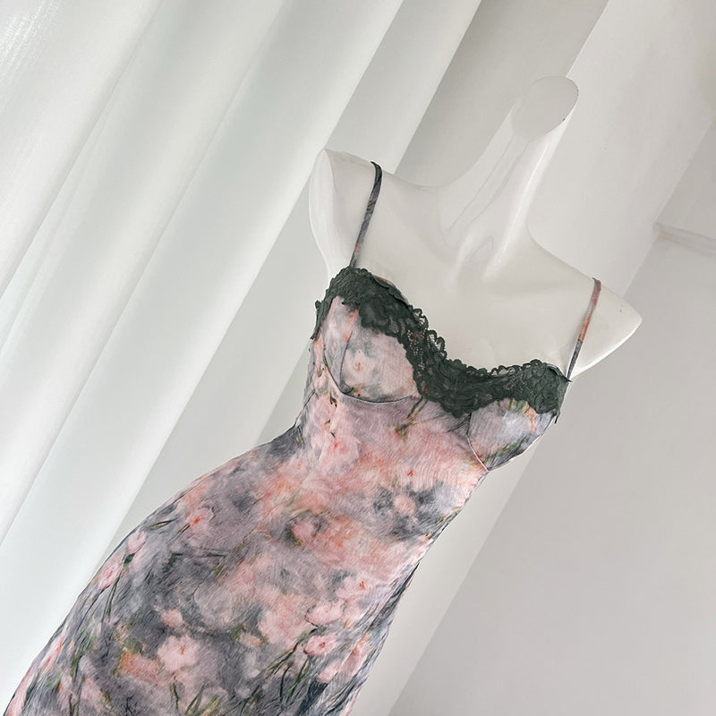 BXOXO - summer inspo 2025 Summer New Floral Suspender Dress Woman Casual French Elegant Party Dress Fashion Vintage Sleeveless Dress Chic Design